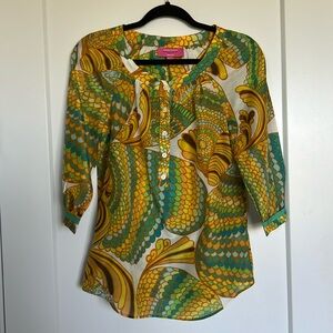 Trina Turk Silk Cotton Print Blouse